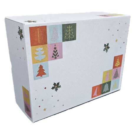 CAJA NAVIDAD 30X22X12 BLANCA - PINOS