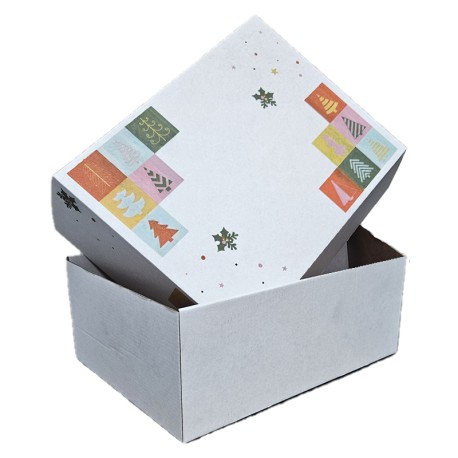 CAJA NAVIDAD 30X22X12 BLANCA - PINOS