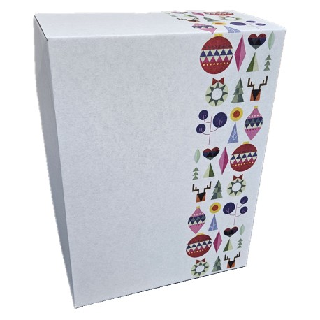 CAJA NAVIDAD 30X22X12 BLANCA - DECORADA