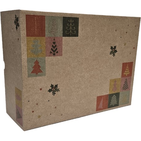 CAJA NAVIDAD 30X22X12 KRAFT - CARTA POSTAL