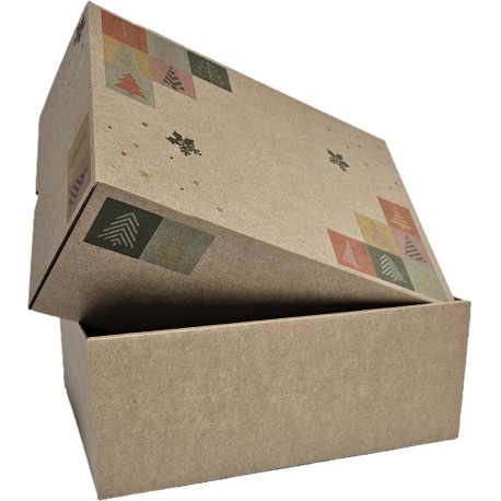 CAJA NAVIDAD 30X22X12 KRAFT - CARTA POSTAL